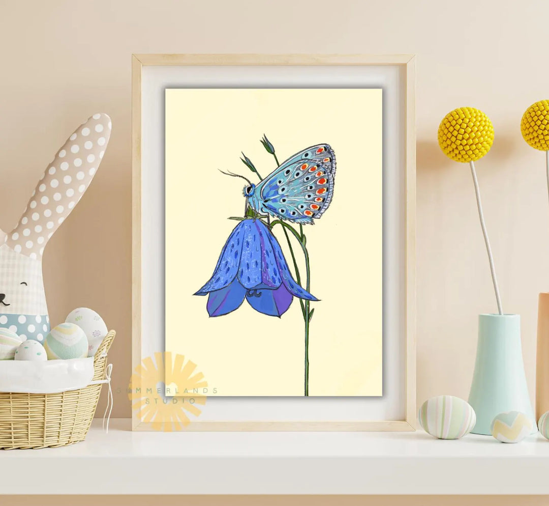 Butterfly On A Harebell Art Print