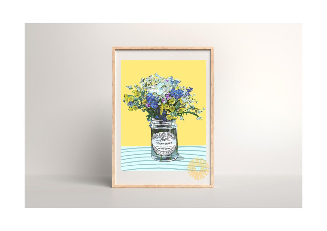 Hedgerow Flowers In A Jam Jar Art Print